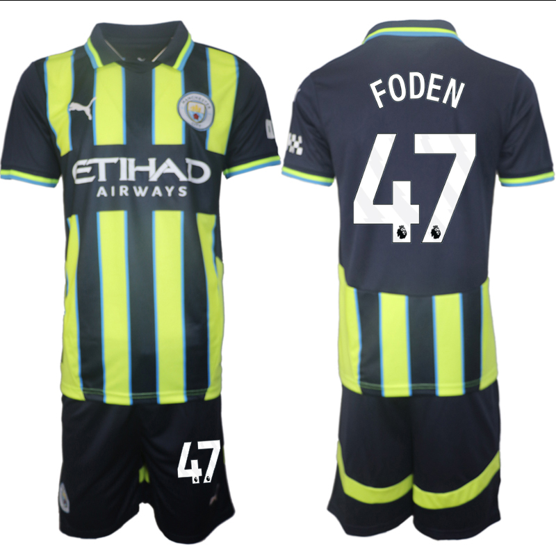 Men 2024-2025 Club Manchester City away black green #47 Soccer Jersey->manchester city jersey->Soccer Club Jersey